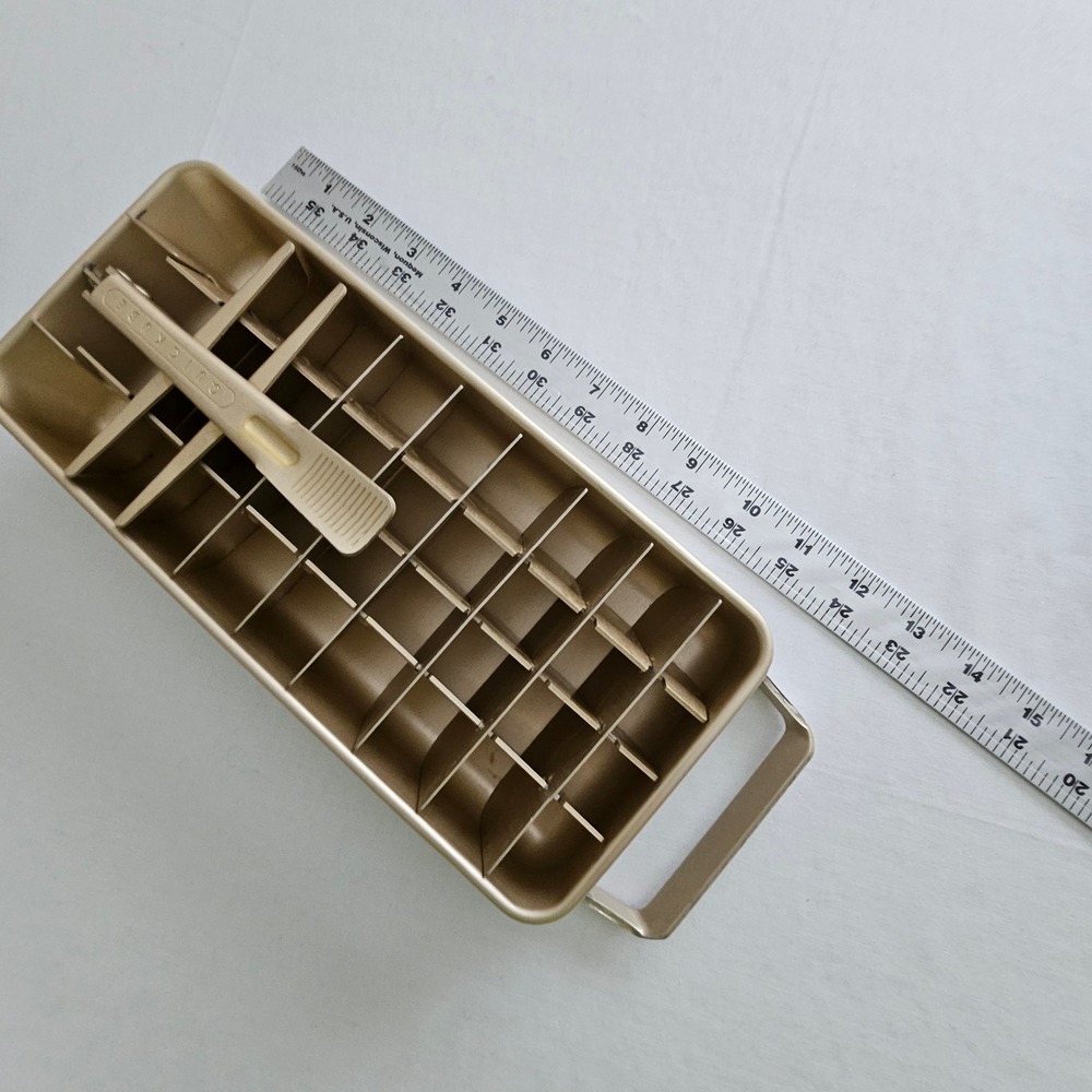 Vintage Frigidaire Quickube Aluminum Ice Cube Tray Gold Tone Lever Action Retro